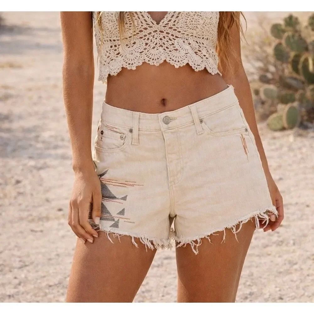 AG ADRIANO GOLDSCHMIED Women's High Rise Wedgie Alexxis Denim Shorts White 30
